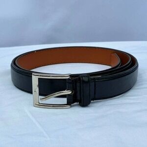 Barbados Leather Mens Belt Black Genuine Leather Silver Buckle XL 42-44 Classic